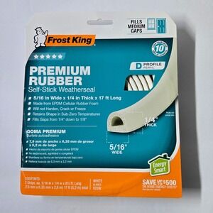 Frost King V25W Rubber Self-Stick Weatherseal 5/16" x 1/4" x 17ft White